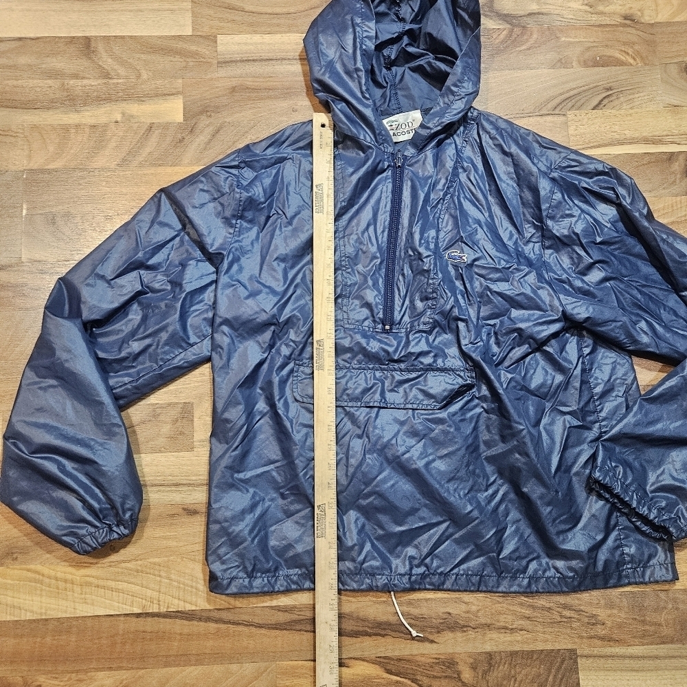 Vintage Izod Lacoste Windbreaker Jacket L Navy Hooded Anorak Packable - Picture 6 of 9